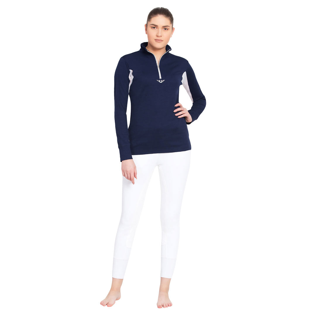 TuffRider Ladies Long Sleeve Ventilated Technical Sport Shirt – UV Protection, Quick-Dry, Mesh Undersleeves