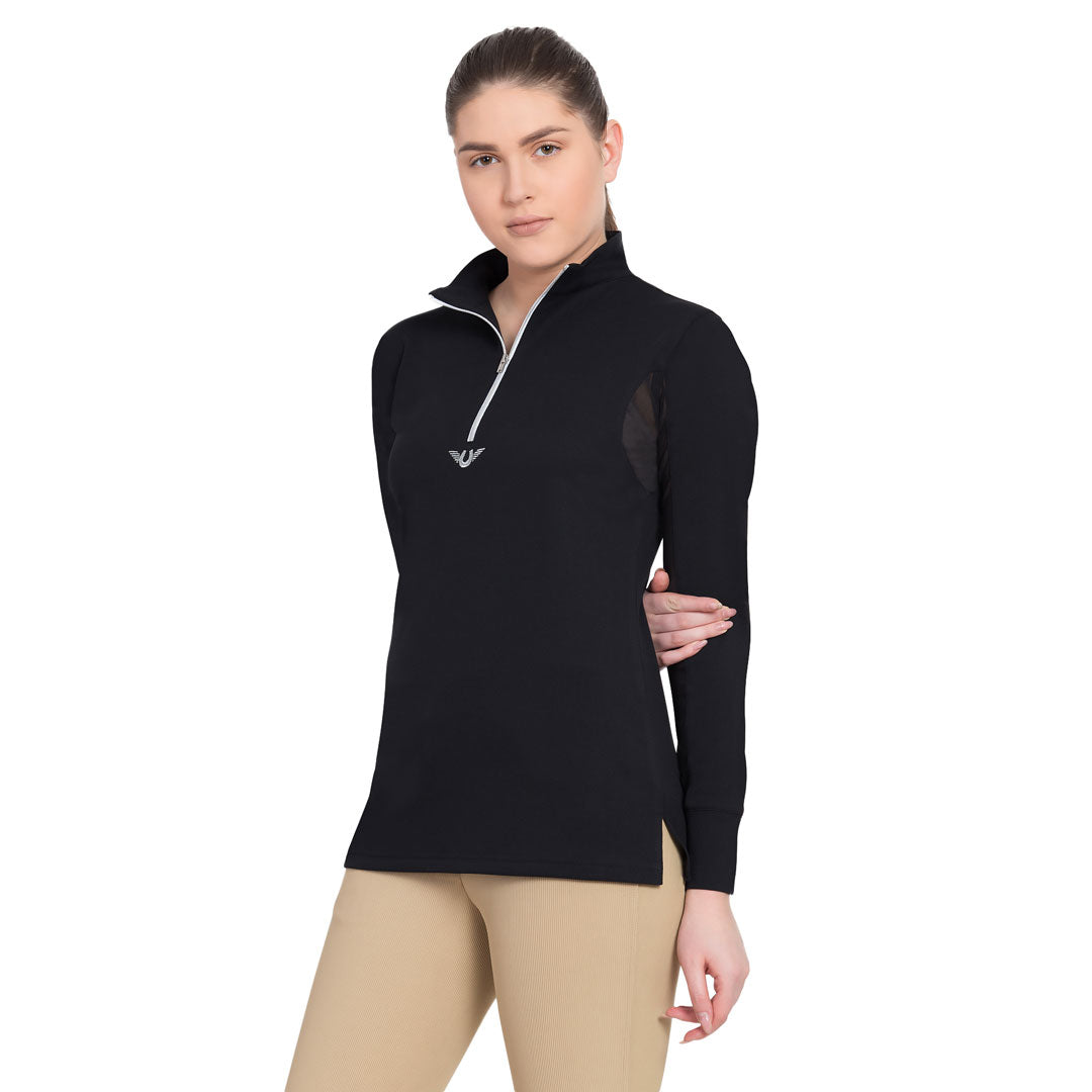 TuffRider Ladies Long Sleeve Ventilated Technical Sport Shirt – UV Protection, Quick-Dry, Mesh Undersleeves