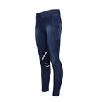 Equine Couture Ladies Denim Silicon Knee Patch Tights with Phone Pocket