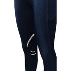 Equine Couture Ladies Denim Silicon Knee Patch Tights with Phone Pocket