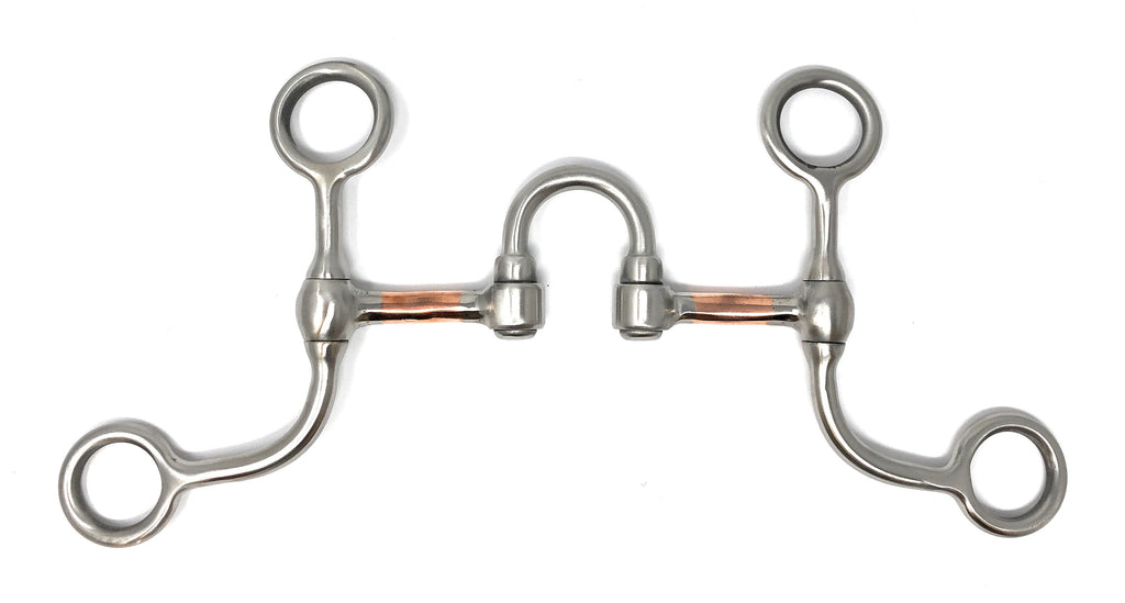 AJ Tack Argentine Short Shank Correction Bit with Copper Bars, Brushed Satin