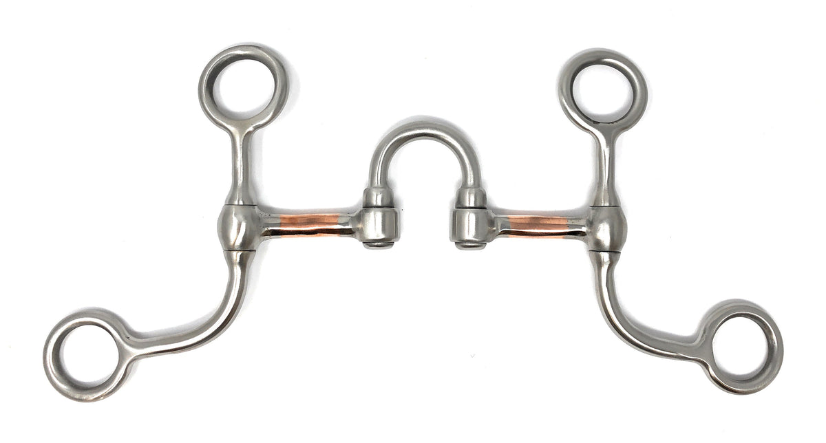 AJ Tack Argentine Short Shank Correction Bit with Copper Bars, Brushed Satin