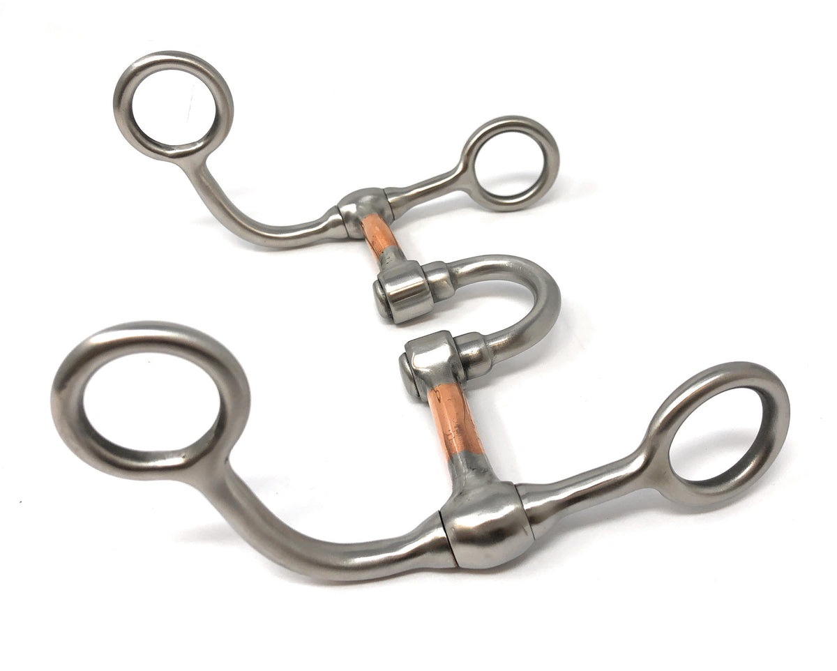 AJ Tack Argentine Short Shank Correction Bit with Copper Bars, Brushed Satin