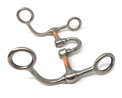 AJ Tack Argentine Short Shank Correction Bit with Copper Bars, Brushed Satin
