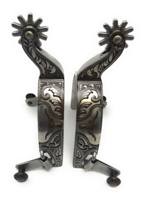 AJ Tack Men's Longhorn Floral Show Spurs