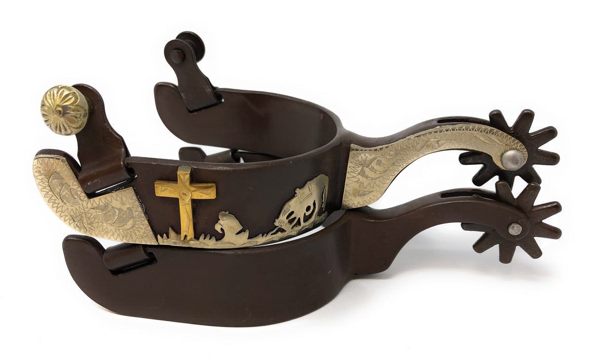 AJ Tack Praying Cowboy Spur Package, Antique Brown