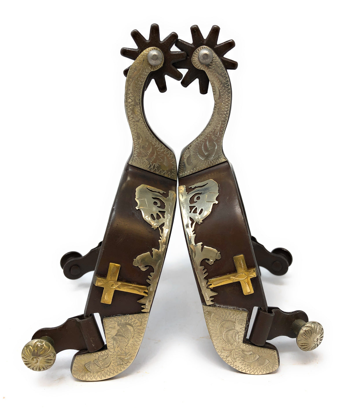 AJ Tack Praying Cowboy Spur Package, Antique Brown