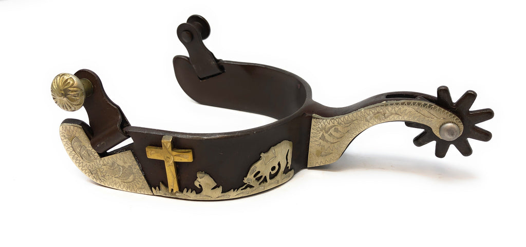 AJ Tack Praying Cowboy Spur Package, Antique Brown