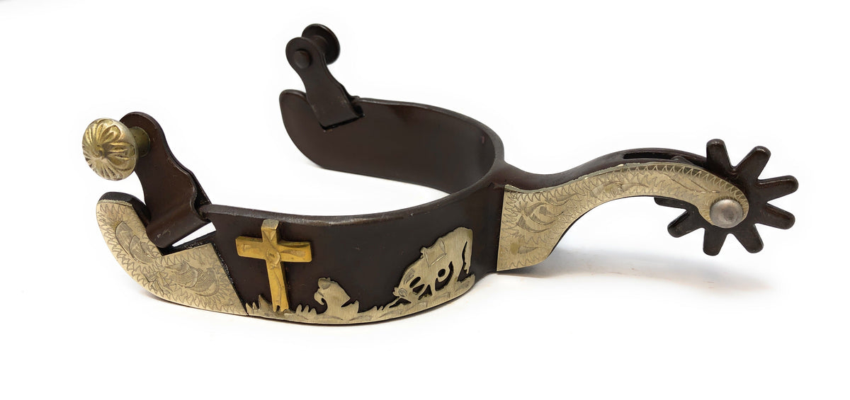 AJ Tack Praying Cowboy Spur Package, Antique Brown
