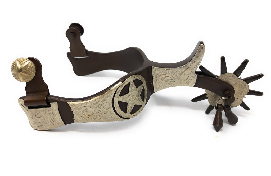 AJ Tack Men's Antique Brown Texas Star Spurs