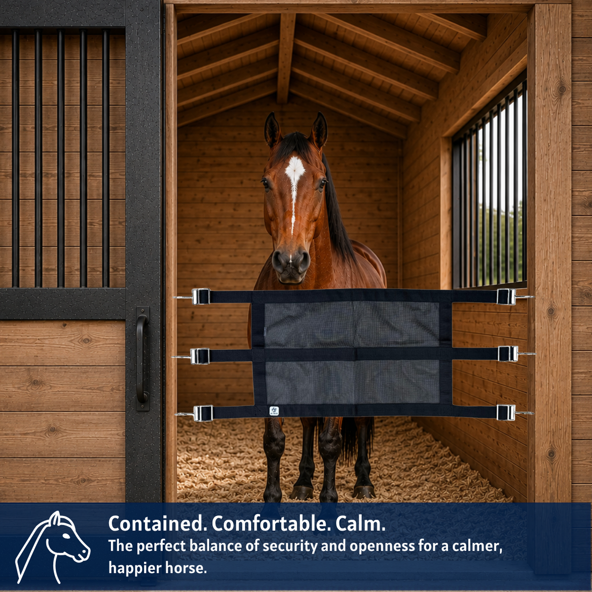 AJ Tack Premium Mesh Horse Stall Guard with Eye Hooks