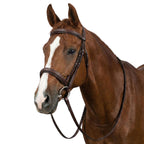 Henri de Rivel Pro Mono Crown Fancy Bridle with Patent Leather Piping and Laced Reins