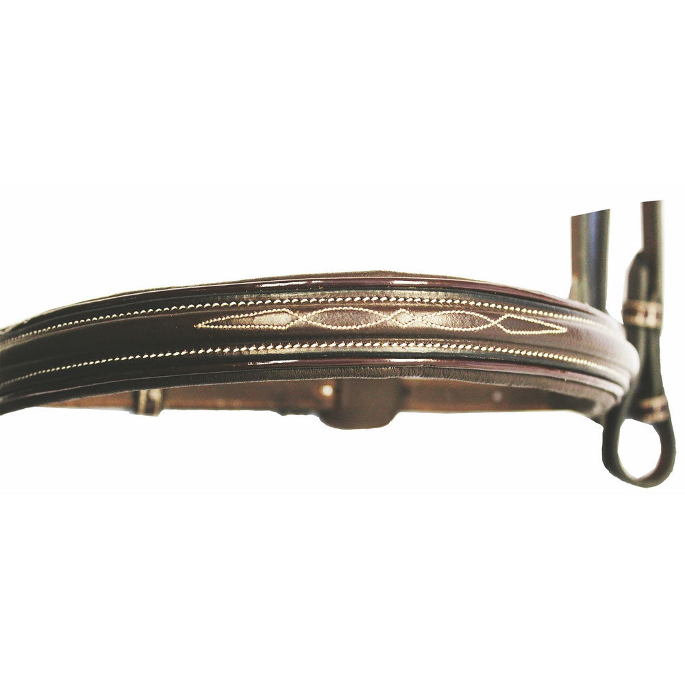 Henri de Rivel Pro Mono Crown Fancy Bridle with Patent Leather Piping and Laced Reins