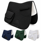 Derby Originals All Purpose English Saddle Pad with Pockets Half Fleece lined for Shock Absorbing Wither Relief Design for comfort and Trail Riding.