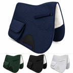 Derby Originals All Purpose English Saddle Pad with Pockets Half Fleece lined for Shock Absorbing Wither Relief Design for comfort and Trail Riding.