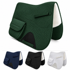 Derby Originals All Purpose English Saddle Pad with Pockets Half Fleece lined for Shock Absorbing Wither Relief Design for comfort and Trail Riding.