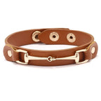 AWST Int'l Vegan Leather Bracelet w/Gold Tone Snaffle Bit