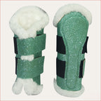 Green Horse Dragon Saddle Pad, Ear Bonnet & Horse Boot Set