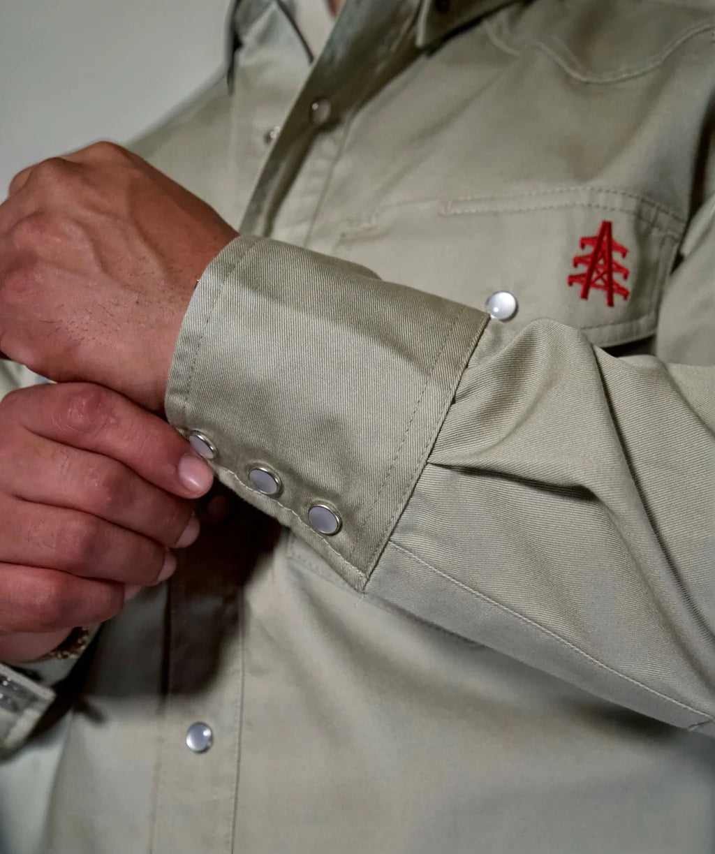 FR Western Style Pearl Snap - Khaki