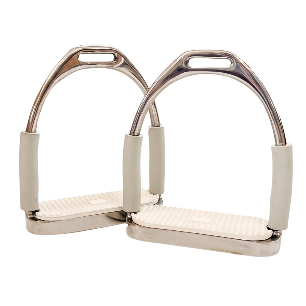 AJ Tack Jointed Flex Stirrup Irons, White