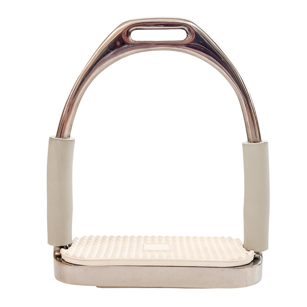 AJ Tack Jointed Flex Stirrup Irons, White
