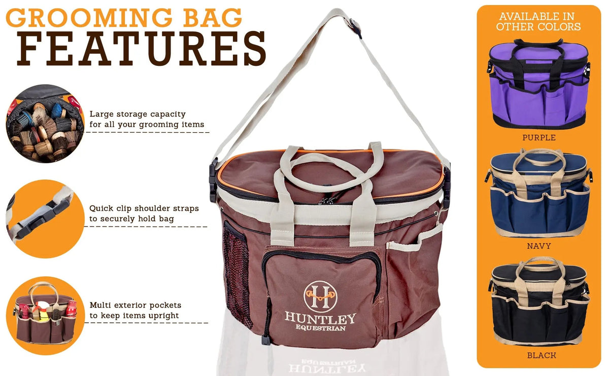 Huntley Equestrian Deluxe Grooming Bag, Brown