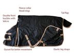 AJ Tack 1200D Waterproof Turnout Blanket 400g, Black