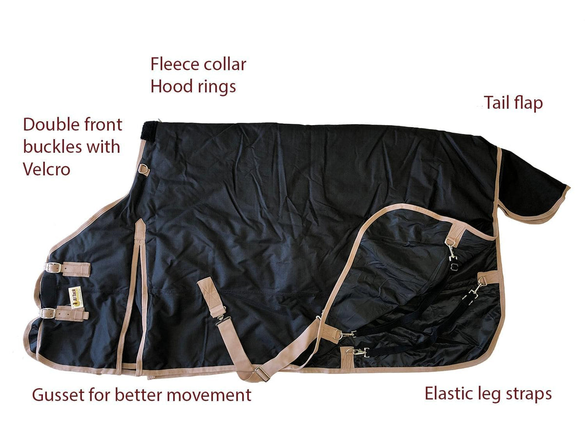 AJ Tack 1200D Waterproof Turnout Blanket 400g, Black