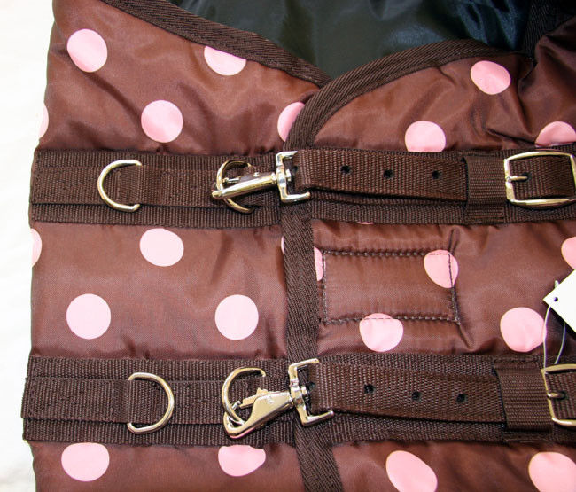 AJ Tack 420D Stable Blanket, Brown with Pink Dots